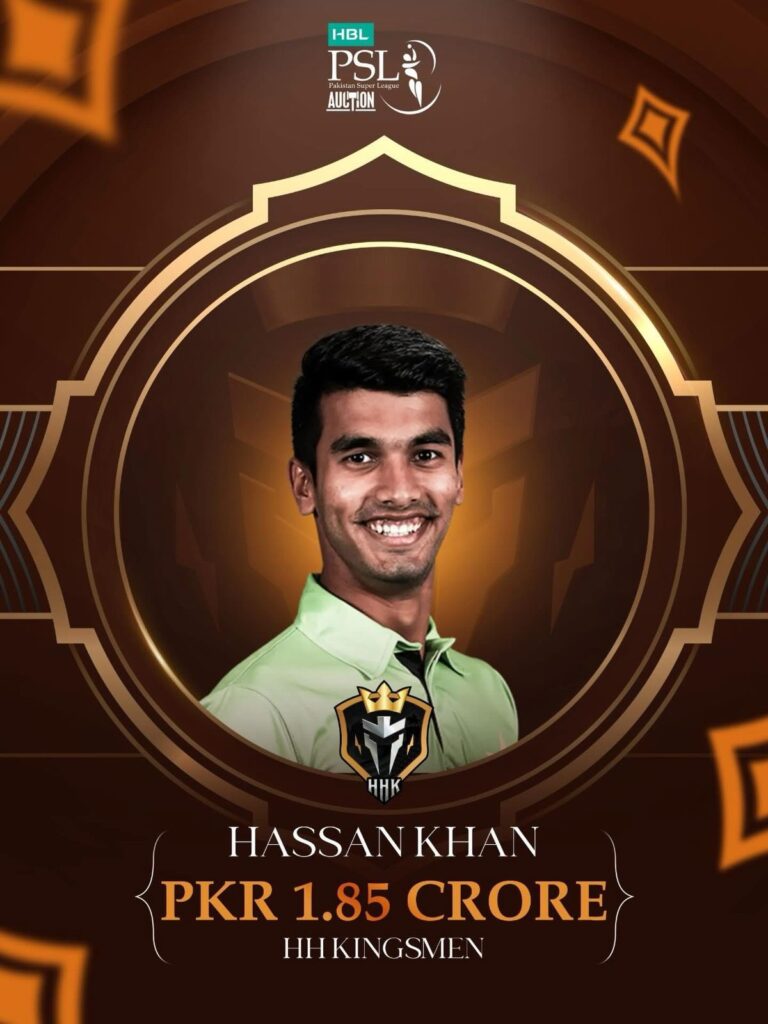 All rounder Hassan Khan moves to HH Kingsmen after a bidding battle with Lahore Qalandars