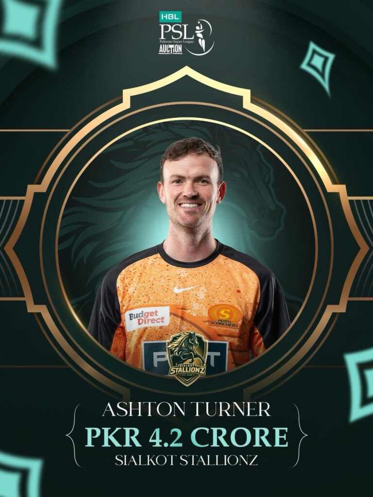 Ashton Turner will ply his trade for Sialkot Stallionz in HBL PSL 2026