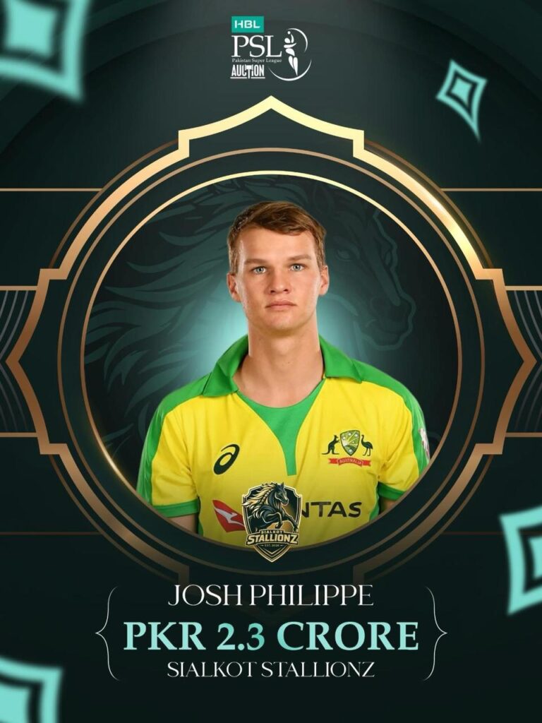 Australias Josh Philippe is now a part of Sialkot Stallionz for PKR 2.3 crore