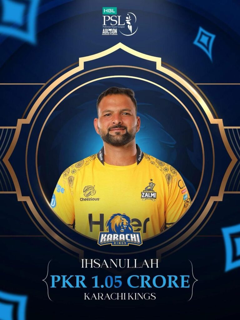 HBL PSL 2023 player of the tournament Ihsanullah will showcase his pace bowling for Karachi Kings
