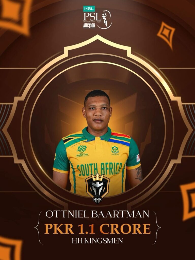 HH Kingsmen get South Africa speedster Ottniel Baartman in the accelerated round