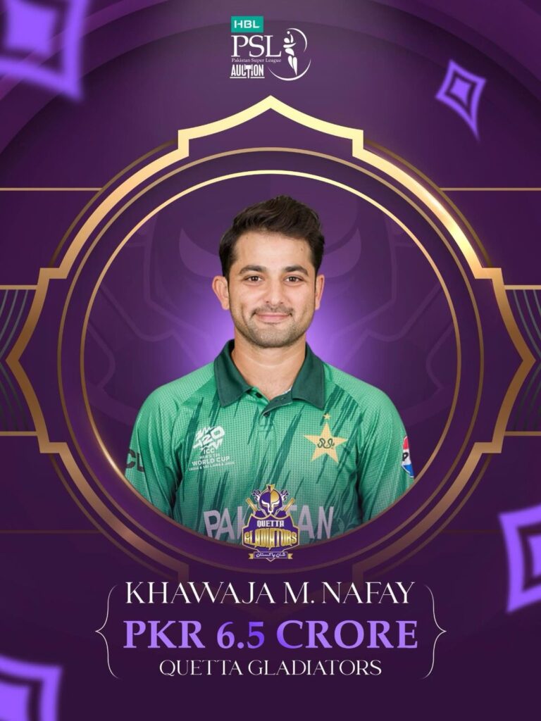 Huge payday for Khawaja Nafay as he stays with Quetta Gladiators