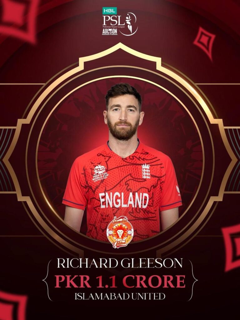 Islamabad United add England quick Richard Gleeson to their pace attack