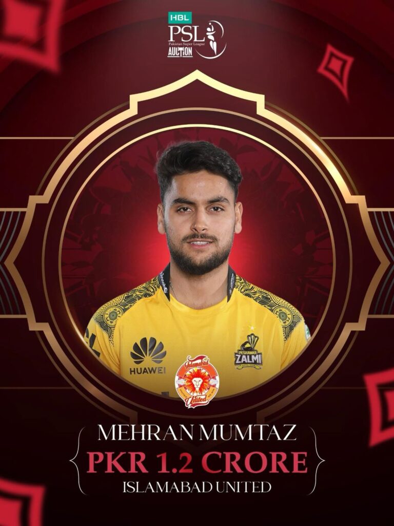 Left arm spinner Mehran Mumtaz moves to Islamabad United