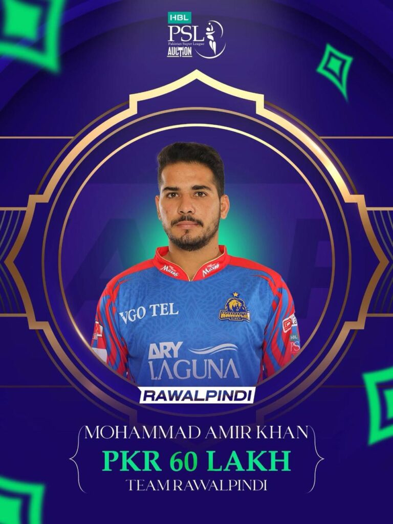 Pace sensation Mohammad Amir Khan is picked by Team Rawalpindi